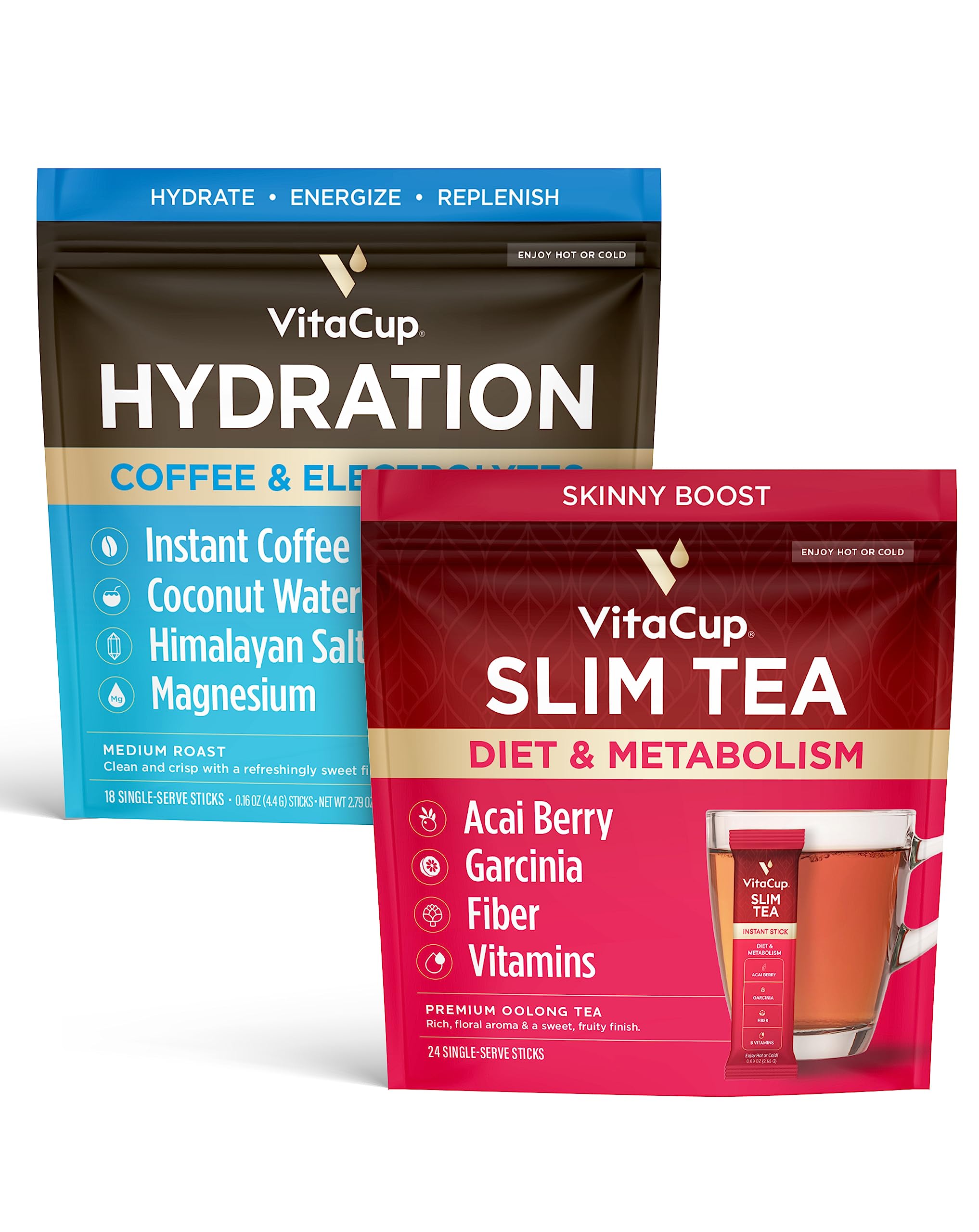 VitaCup Instant Coffee Hydration 18Ct & Slim Tea 24Ct